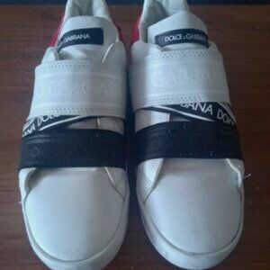 Dolce & Gabbana Men's White and Red Sneakers Size 9
